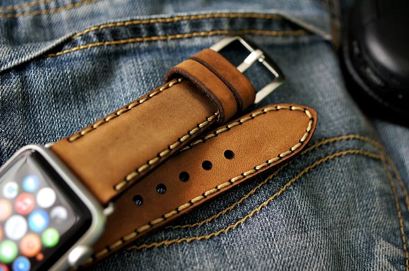 AWBF90-D4 handgefertigt Vintage Leder Uhrenarmband incl. Lugs Adapter für Apple Watch (oder Apple Watch Sport) 42mm oder 38mm – Bild 3